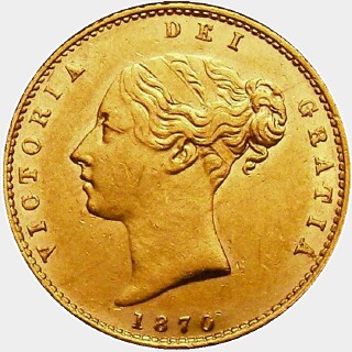 1870 Dot on Shield Half Sovereign obverse