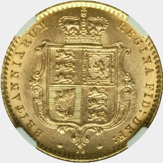 1871 with Die Number no Dot on Shield Half Sovereign reverse