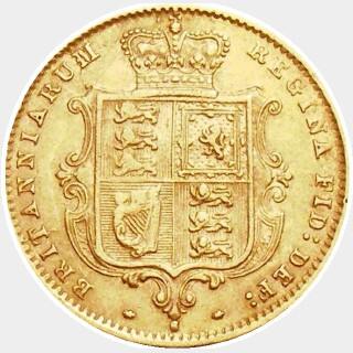 1872 Repositioned Legend Half Sovereign reverse