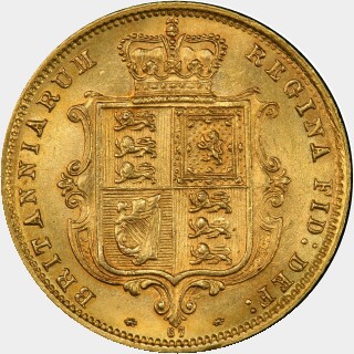 1877 Narrow Ribbon Half Sovereign reverse