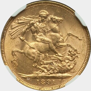 1891 Short Tail Full Sovereign reverse