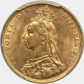 1891 Long Tail Full Sovereign obverse