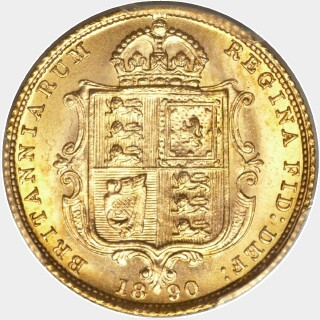 1890 High Shield No JEB Half Sovereign reverse