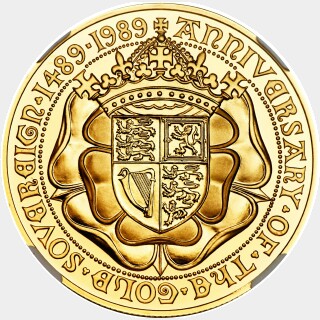 1989 Gold Proof Five Pound reverse