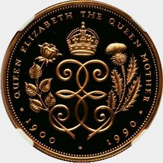 1990 Gold Proof Five Pound reverse