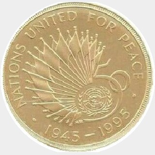 1995 Gold Proof Two Pound reverse