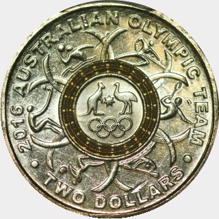 2016 Coloured Two Dollar reverse