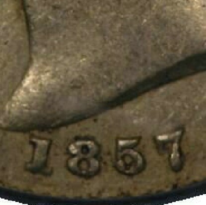 The date of the 1857/5 overdate