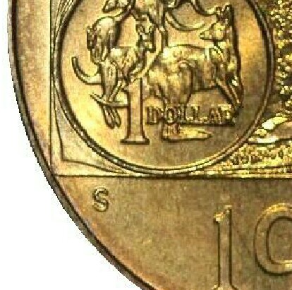 Sydney (S) mint-mark on 1994-S (Dollar Decade) One Dollar piece.